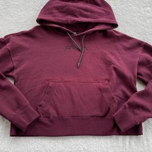 NWT RVCA Sport Pull Over Cropped With Kangaroo Pocket Hoodie Size M